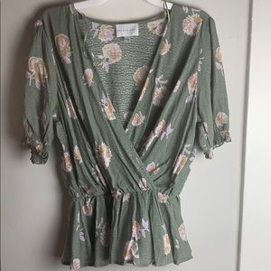 BRAND NEW sage floral peplum top